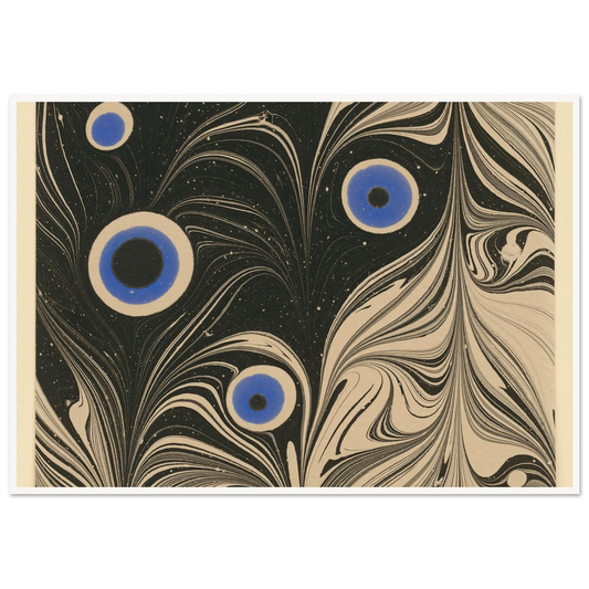 Marmorpapier (Pfauenfederornament) (1903 - 1907) Art Print | Josef Hoffmann - Framed Poster - 30x40 cm / 12x16″ - Black frame