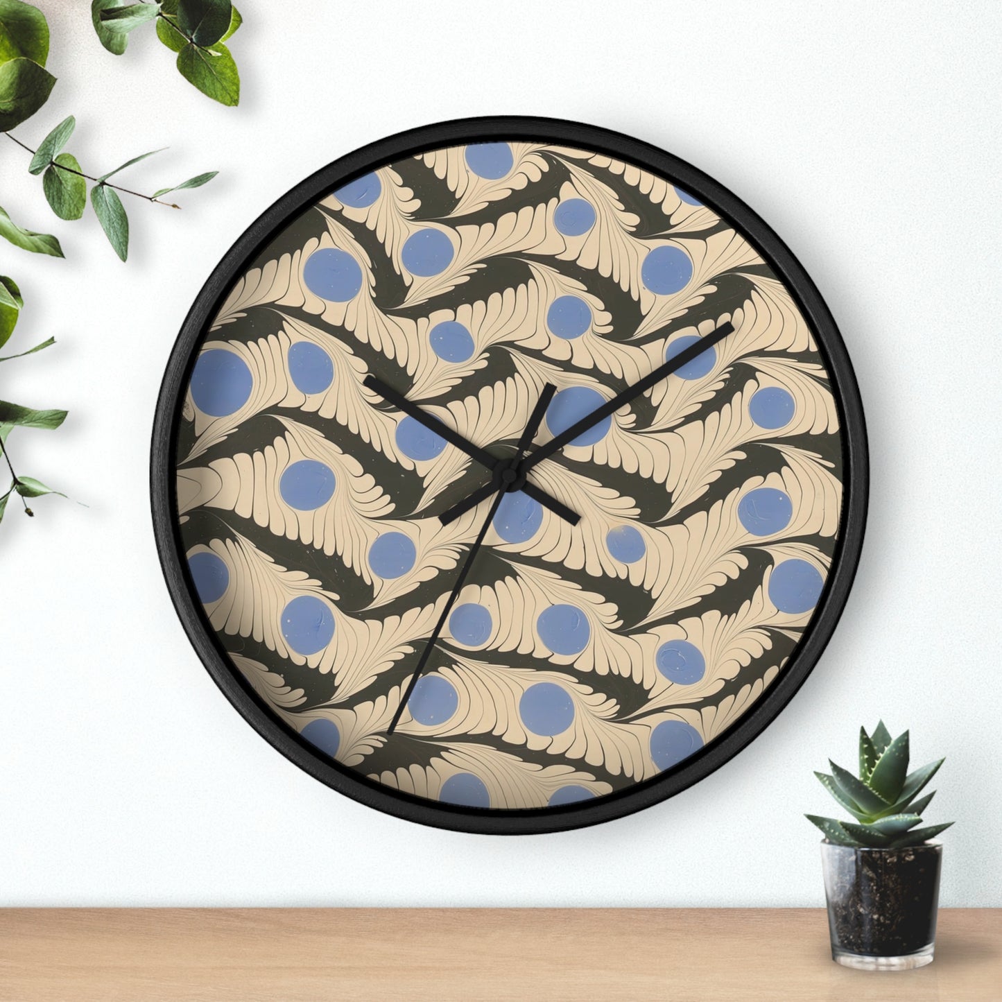 Marmorpapier Wall Clock | Franz Weisse - Black - Black Base - 10"