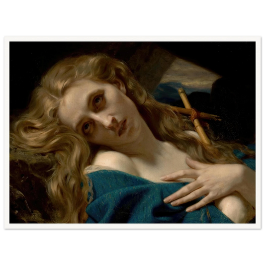 Mary Magdalene in the Cave (1868) Art Print | Hugues Merle - Framed Poster - 30x40 cm / 12x16″ - Black frame