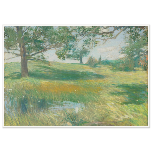 Meadows (circa 1891) Art Print | Childe Hassam - Framed Poster - 30x40 cm / 12x16″ - Black frame