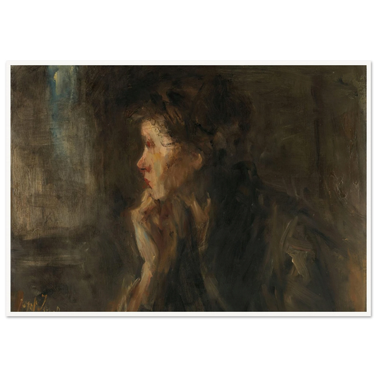 ‘Meditation’ (1896) Art Print | Jozef Israels - Framed Poster - 30x40 cm / 12x16″ - Black frame
