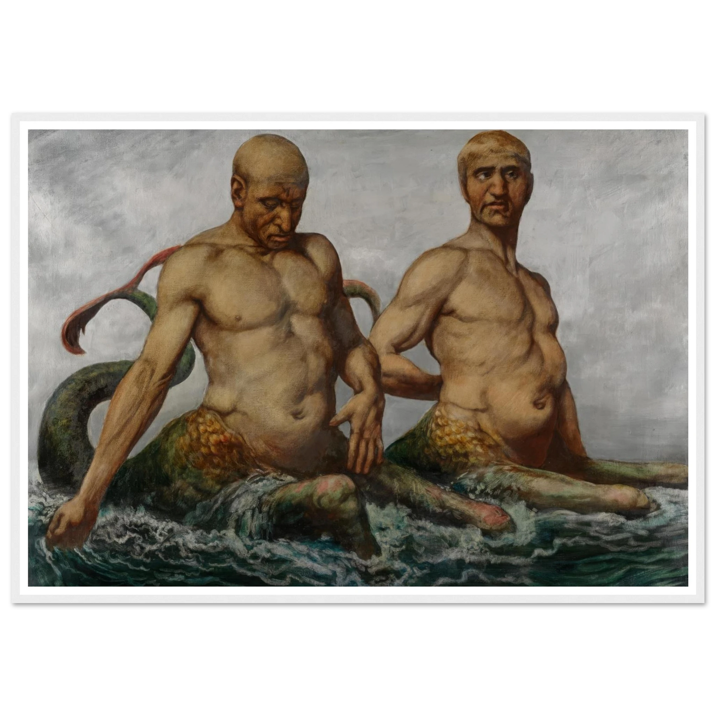 Meermänner (1900) Art Print | Hans Thoma - Framed Poster - 30x40 cm / 12x16″ - Black frame
