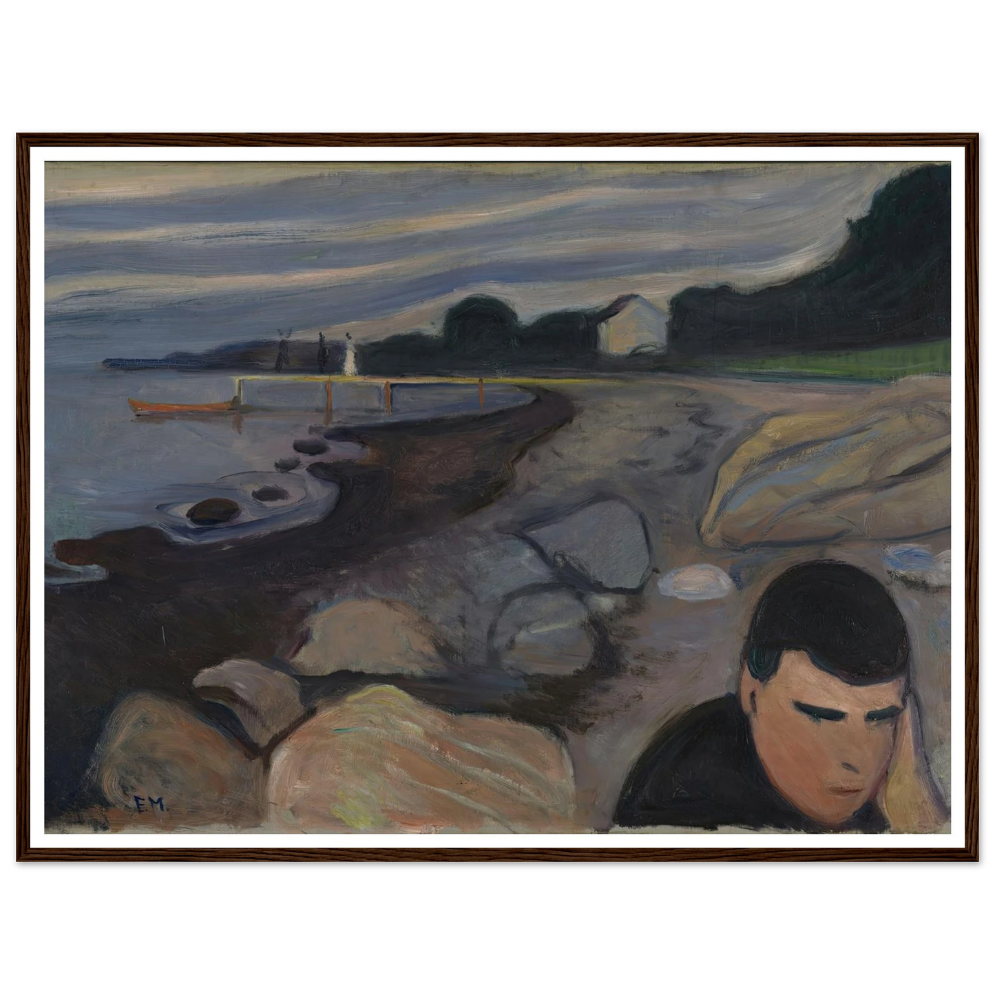 Melancholy (1892) Art Print | Edvard Munch - Framed Poster - 30x40 cm / 12x16″ - Black frame