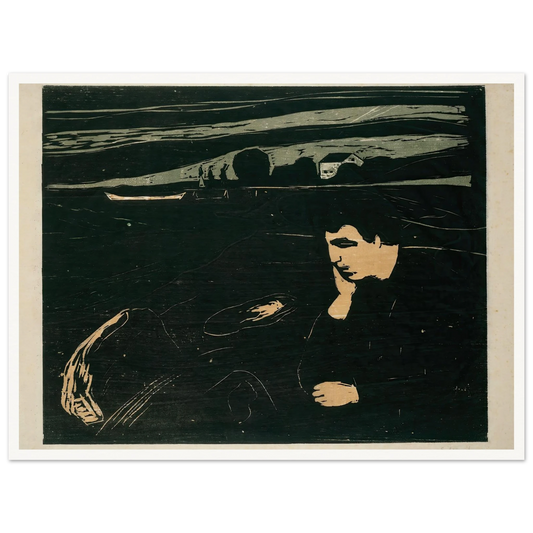Melancholy III (1915–1917) Art Print | Edvard Munch - Framed Poster - 30x40 cm / 12x16″ - Black frame
