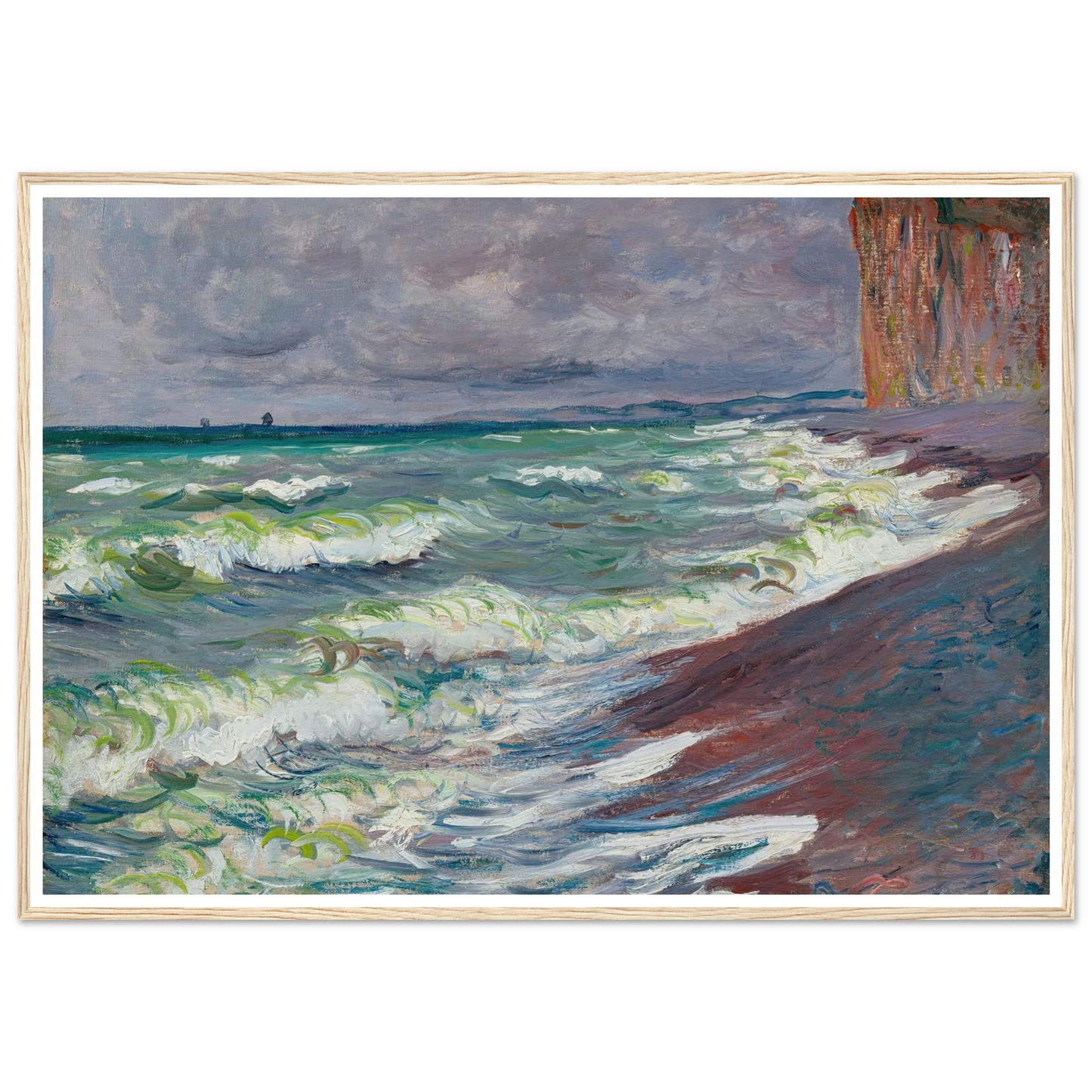 Mer agitée à Pourville (1882) Art Print | Claude Monet - Framed Poster - 30x40 cm / 12x16″ - Black frame