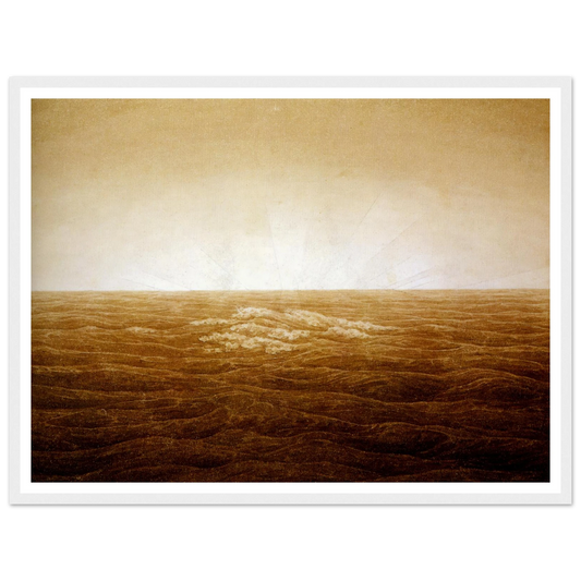 Mer au lever du soleil sépia (1827) Art Print | Caspar David Friedrich - Framed Poster - 30x40 cm / 12x16″ - Black frame