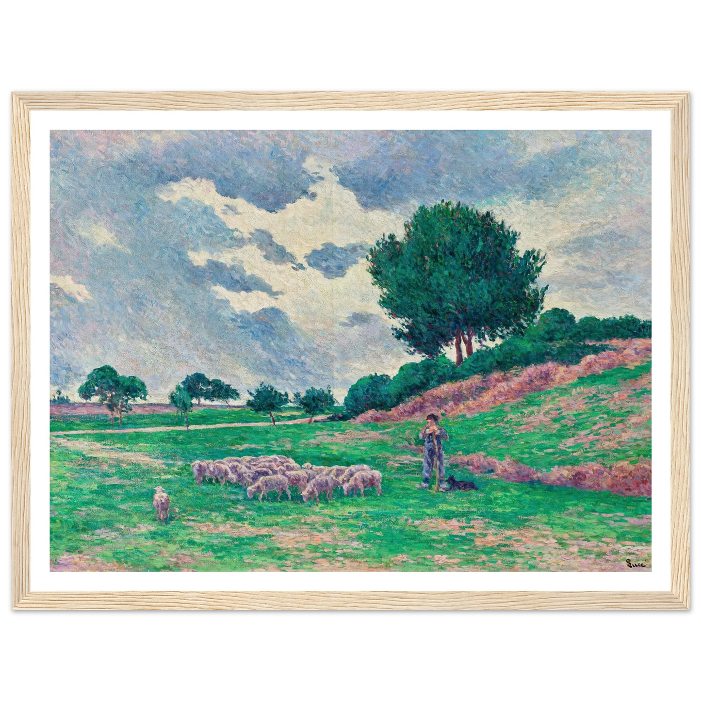 Méréville, le troupeau de moutons (1902-1903) Art Print | Maximilien Luce - Framed Poster - 30x40 cm / 12x16″ - Black frame