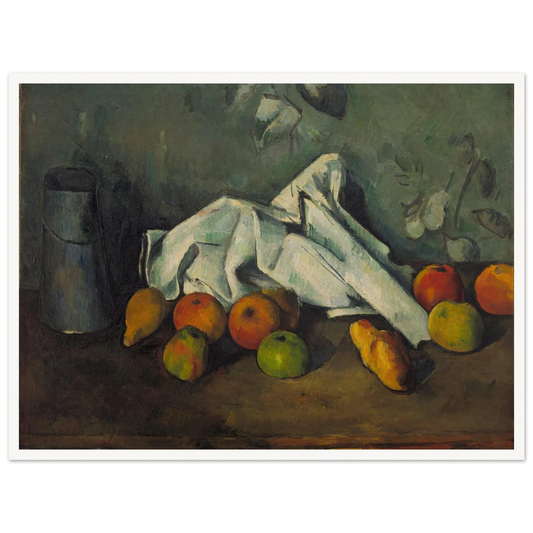 Milk Can and Apples (from 1879 until 1880) Art Print | Paul Cezanne - Framed Poster - 30x40 cm / 12x16″ - Black frame