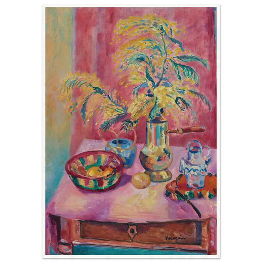 Mimosas dans la chocolatière (1919) Art Print | Henri Manguin - Framed Poster - 30x40 cm / 12x16″ - Black frame