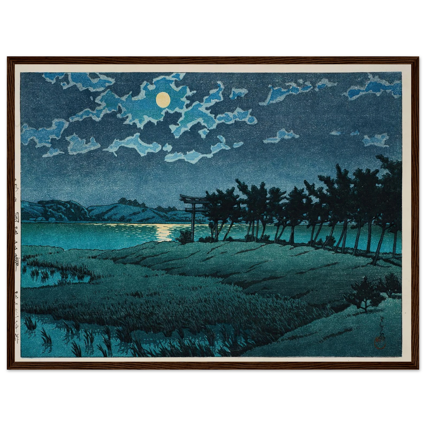 Mito, Hinuma, Hiroura (1946) Art Print | Kawase Hasui - Framed Poster - 30x40 cm / 12x16″ - Black frame
