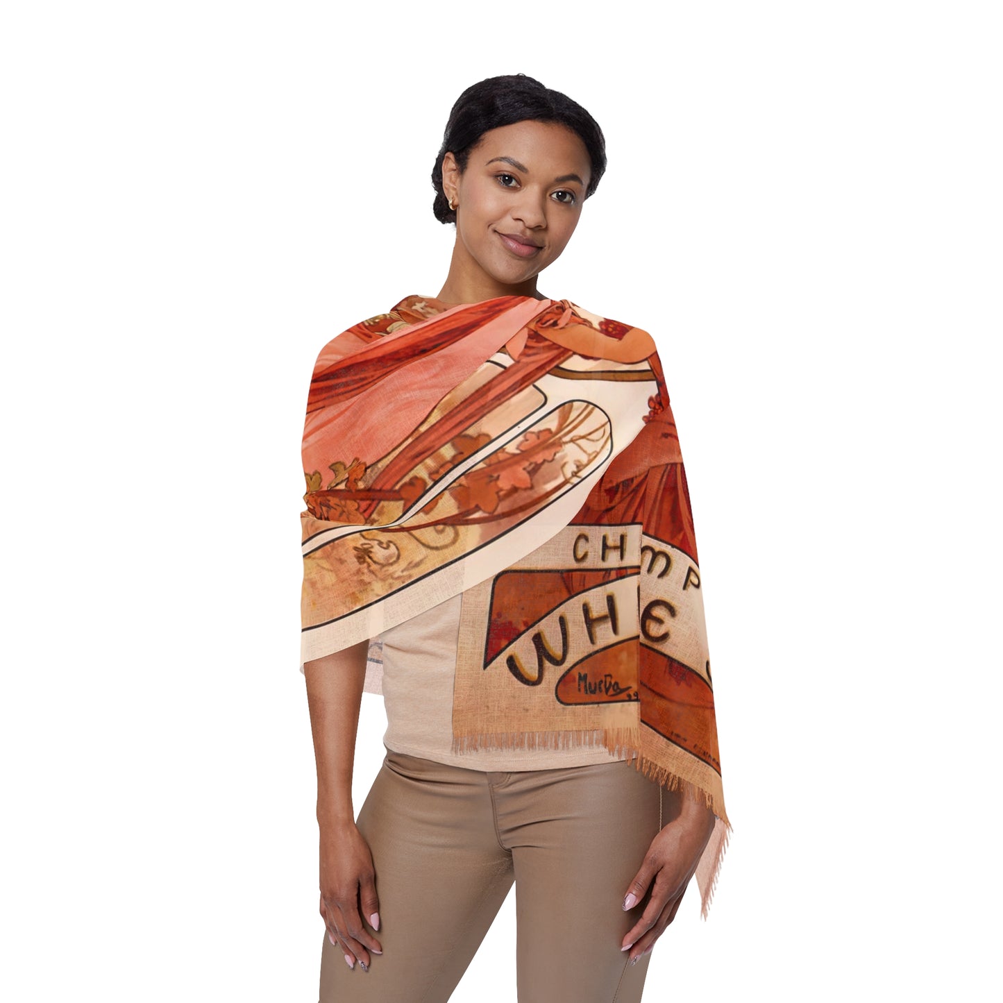 Moet & Chandon | Alphonse Mucha Scarf – Art Nouveau Scarf - - 27" × 71'' -