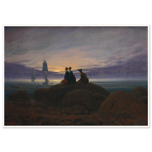 Mondaufgang am Meer Art Print | Caspar David Friedrich - Framed Poster - 30x40 cm / 12x16″ - Black frame