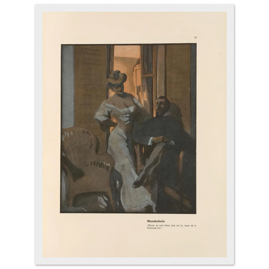 Mondschein (1908) Art Print | Ferdinand Freiherr von Reznicek - Framed Poster - 30x40 cm / 12x16″ - Black frame