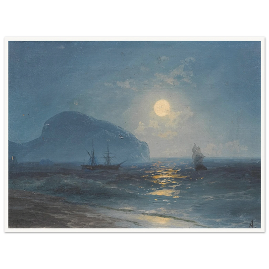 Moonlight (1899) Art Print | Ivan Konstantinovich Aivazovsky - Framed Poster - 30x40 cm / 12x16″ - Black frame