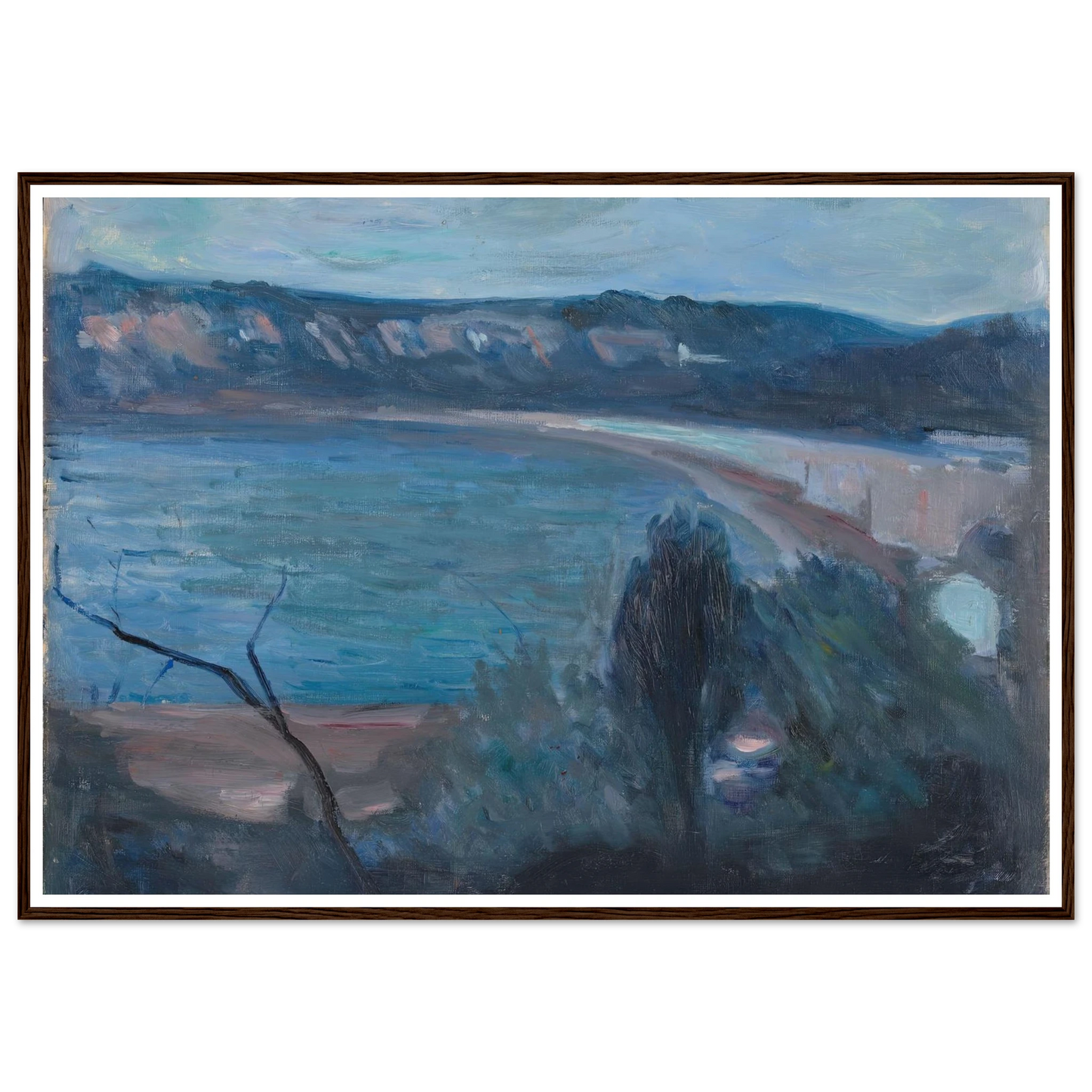 Moonlight by the Mediterranean (1891) Art Print | Edvard Munch - Framed Poster - 30x40 cm / 12x16″ - Black frame