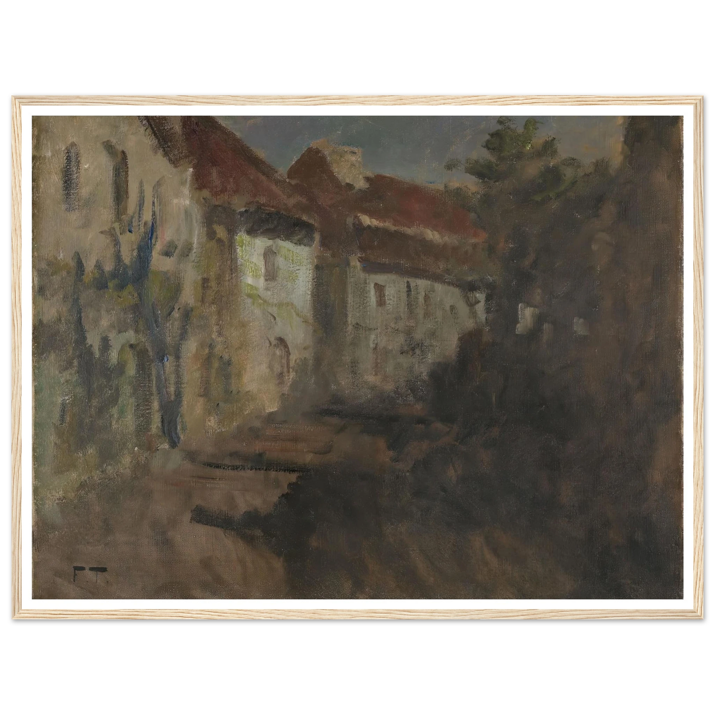 Moonlight in Dieppe (1894 - 1898) Art Print | Frits Thaulow - Framed Poster - 30x40 cm / 12x16″ - Black frame