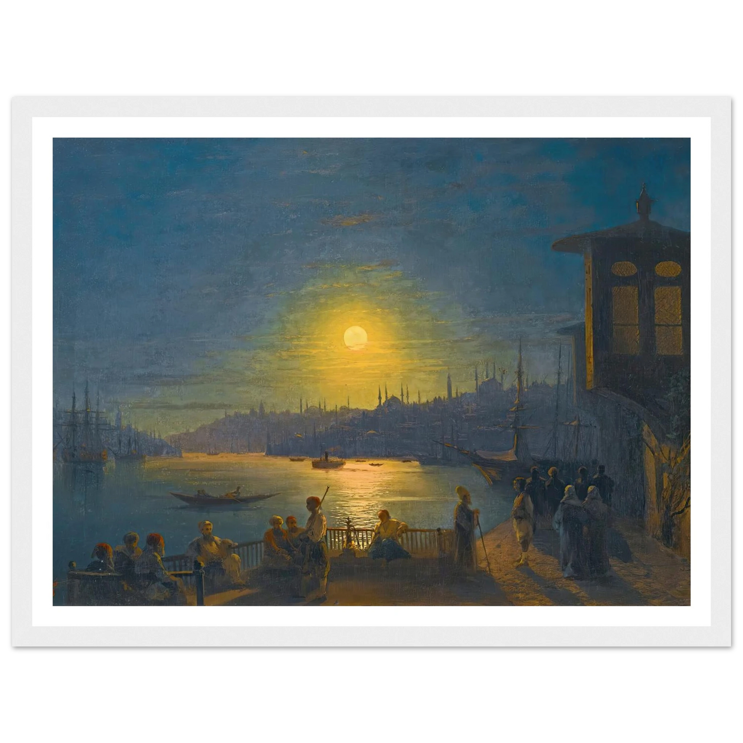 Moonrise Over The Golden Horn (1886) Art Print | Ivan Konstantinovich Aivazovsky - Framed Poster - 30x40 cm / 12x16″ - Black frame