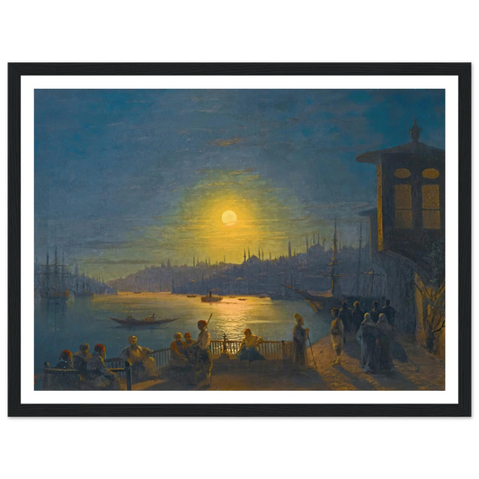 Moonrise Over The Golden Horn (1886) Art Print | Ivan Konstantinovich Aivazovsky - Framed Poster - 30x40 cm / 12x16″ - Black frame