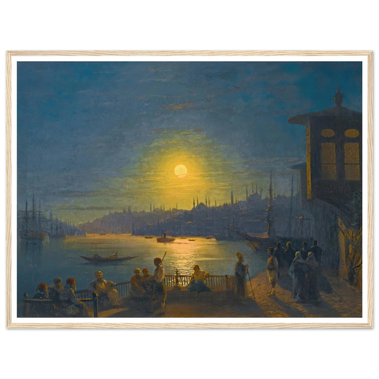 Moonrise Over The Golden Horn (1886) Art Print | Ivan Konstantinovich Aivazovsky - Framed Poster - 30x40 cm / 12x16″ - Black frame