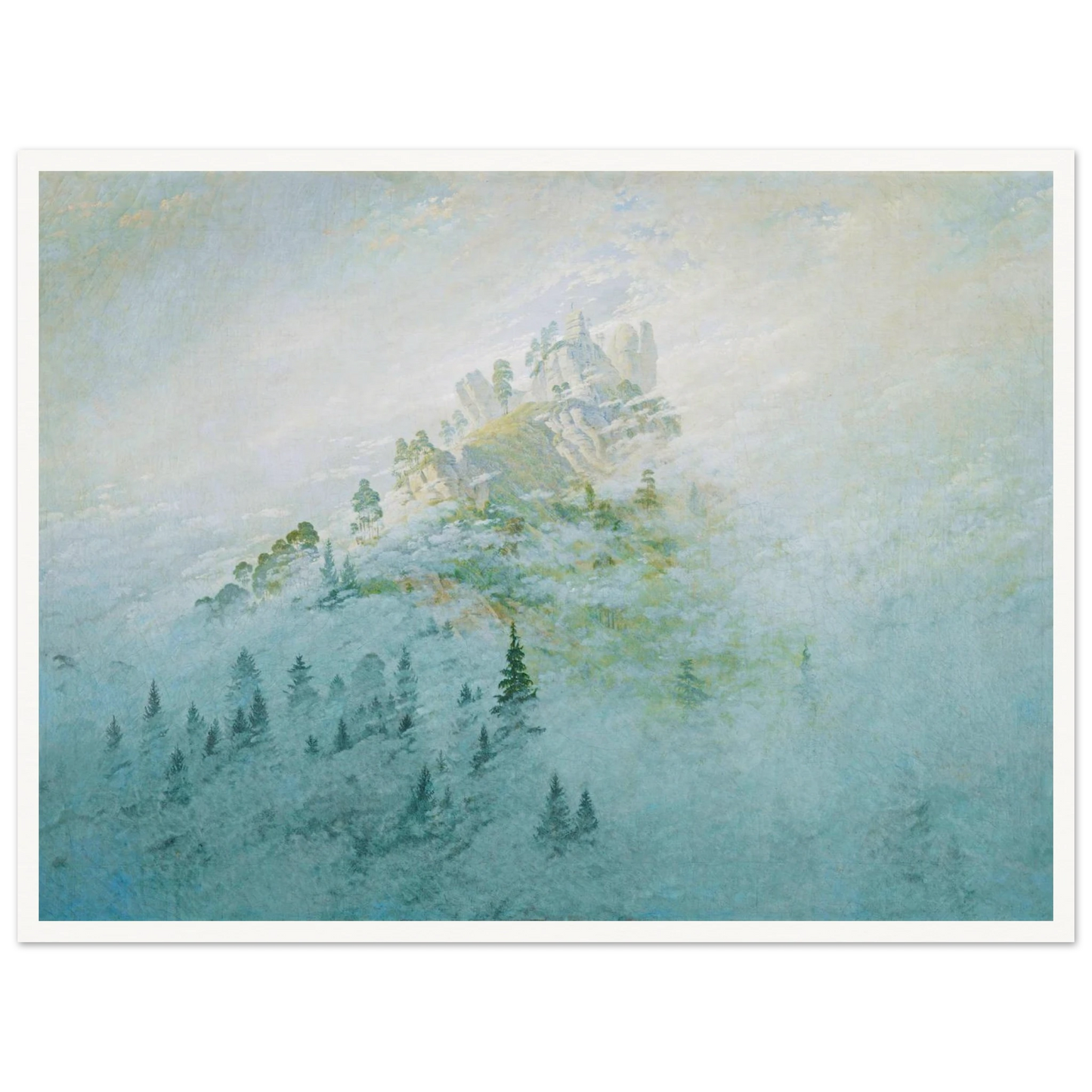 Morgennebel im Gebirge Art Print | Caspar David Friedrich - Framed Poster - 30x40 cm / 12x16″ - Black frame