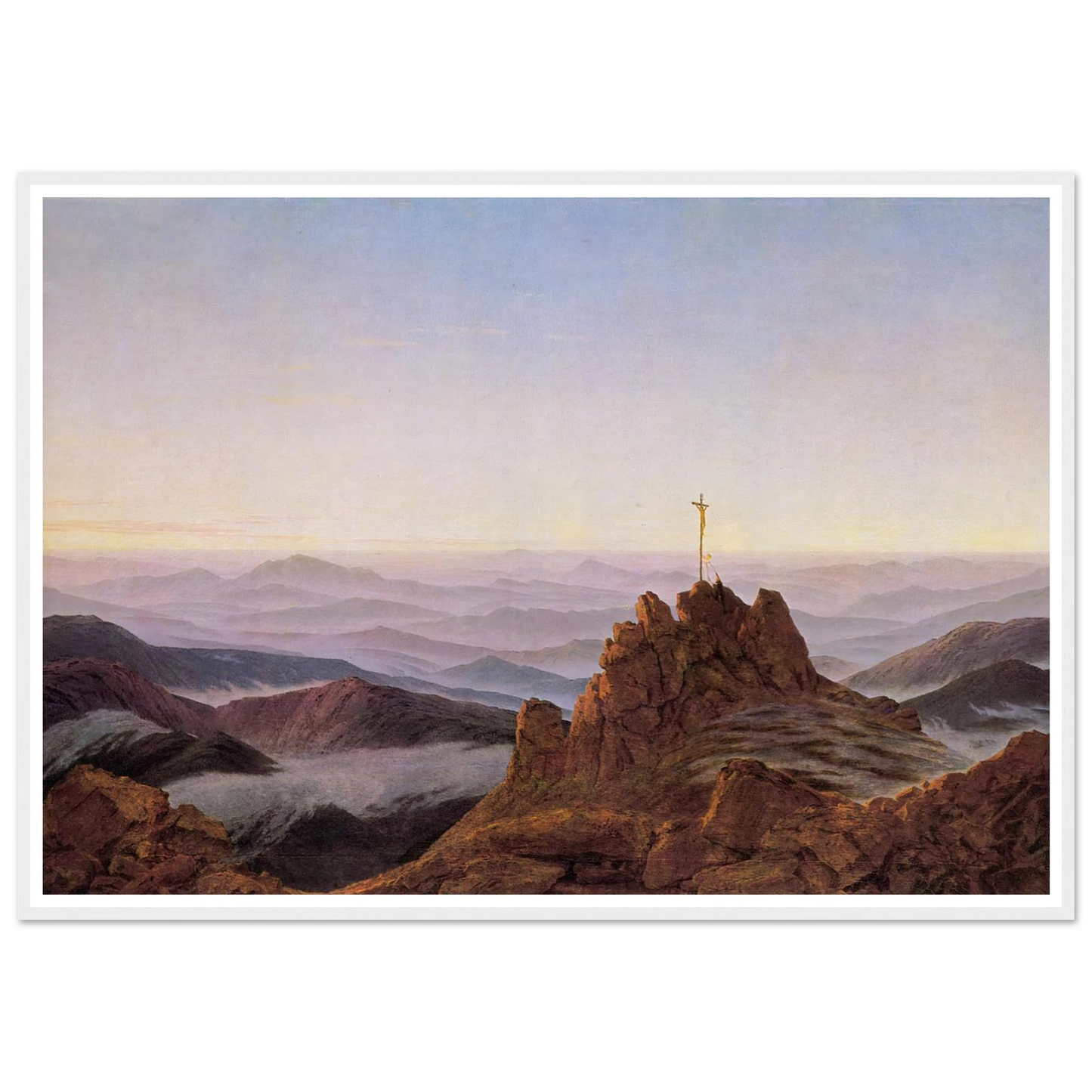 Morning in the Riesengebirge Art Print | Caspar David Friedrich - Framed Poster - 30x40 cm / 12x16″ - Black frame