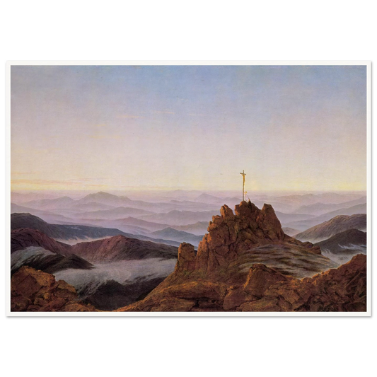 Morning in the Riesengebirge Art Print | Caspar David Friedrich - Framed Poster - 30x40 cm / 12x16″ - Black frame