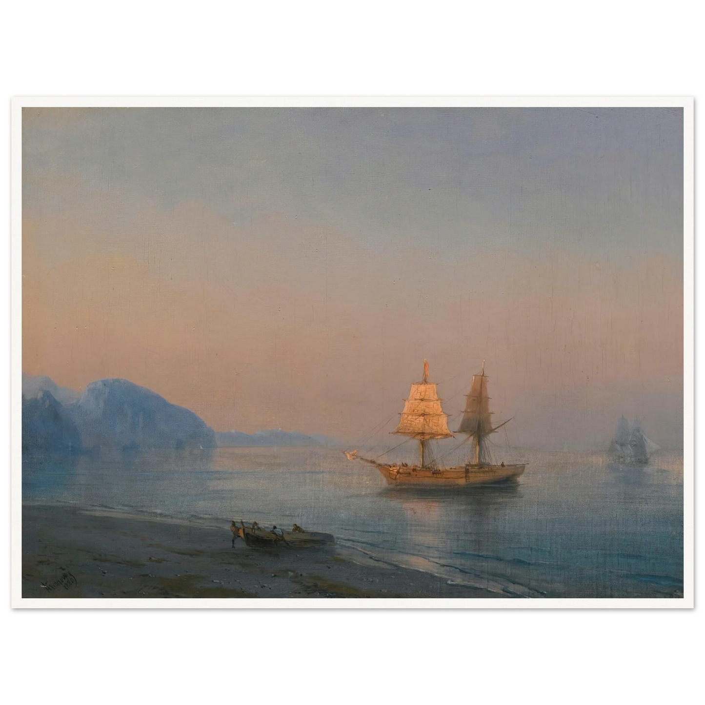 Morning In Yalta (1880) Art Print | Ivan Konstantinovich Aivazovsky - Framed Poster - 30x40 cm / 12x16″ - Black frame