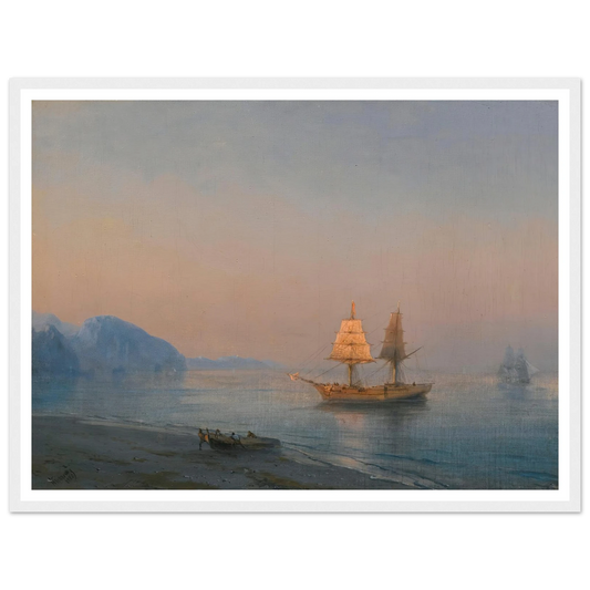 Morning In Yalta (1880) Art Print | Ivan Konstantinovich Aivazovsky - Framed Poster - 30x40 cm / 12x16″ - Black frame