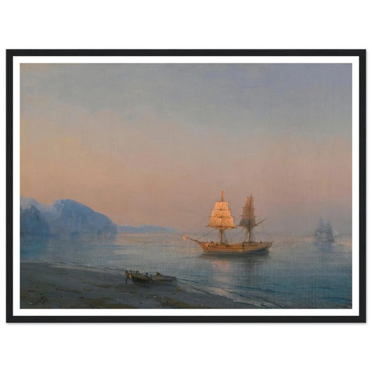 Morning In Yalta (1880) Art Print | Ivan Konstantinovich Aivazovsky - Framed Poster - 30x40 cm / 12x16″ - Black frame