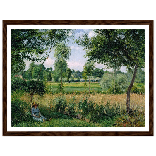 Morning Sunlight Effect, Eragny Art Print | Camille Pissarro - Framed Poster - 30x40 cm / 12x16″ - Black frame