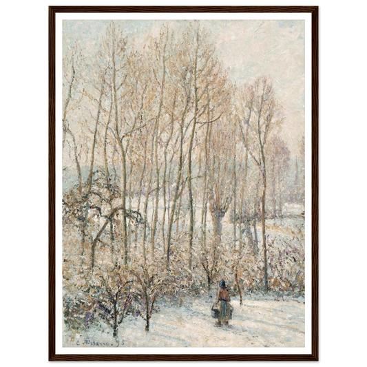 Morning Sunlight on the Snow, Eragny-sur-Epte (1895) Art Print | Camille Pissarro - Framed Poster - 30x40 cm / 12x16″ - Black frame