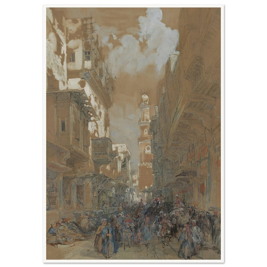 Mosque, El Mooristan, Cairo, Egypt (1838) Art Print | David Roberts - Framed Poster - 30x40 cm / 12x16″ - Black frame