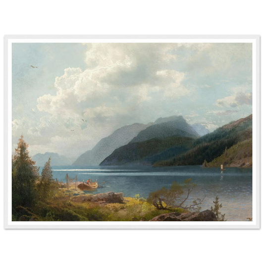 Mountain Lake, Sagne Fjord, Norway Art Print | Hermann Ottomar Herzog - Framed Poster - 30x40 cm / 12x16″ - Black frame
