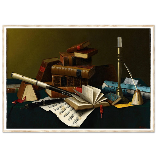 Music and Literature (1878) Art Print | William Michael Harnett - Framed Poster - 30x40 cm / 12x16″ - Black frame