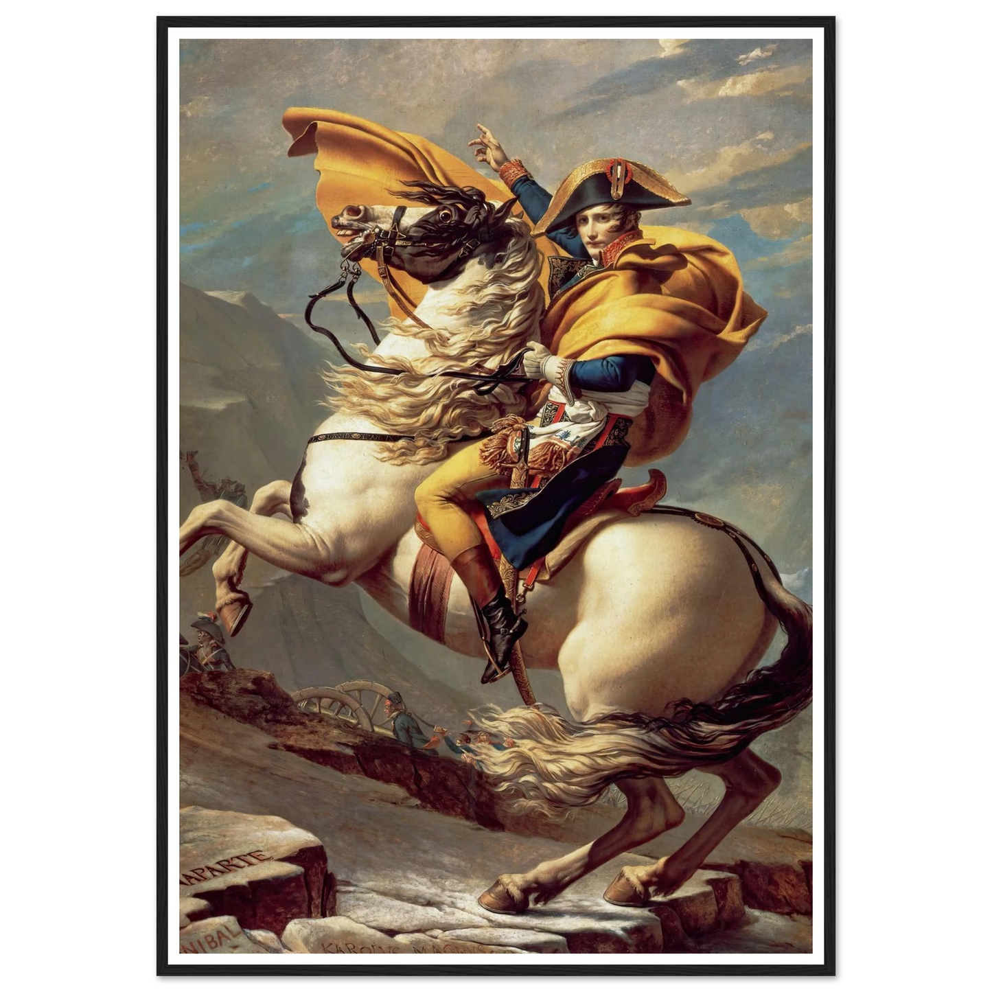 Napoleon Crossing The Alps (1800) Art Print | Jacques Louis David - Framed Poster - 30x40 cm / 12x16″ - Black frame