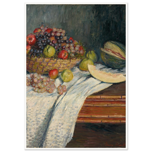 Nature morte au melon d’Espagne (1879) Art Print | Claude Monet - Framed Poster - 30x40 cm / 12x16″ - Black frame