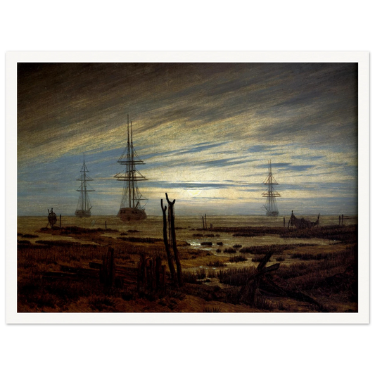 Navires à l'ancre Huile sur toile (1815) Art Print | Caspar David Friedrich - Framed Poster - 30x40 cm / 12x16″ - Black frame