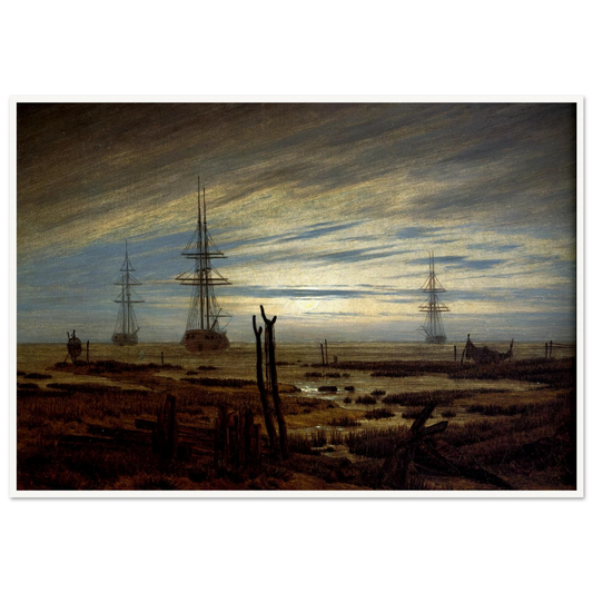 Navires à l'ancre Huile sur toile (1815) Art Print | Caspar David Friedrich - Framed Poster - 30x40 cm / 12x16″ - Black frame