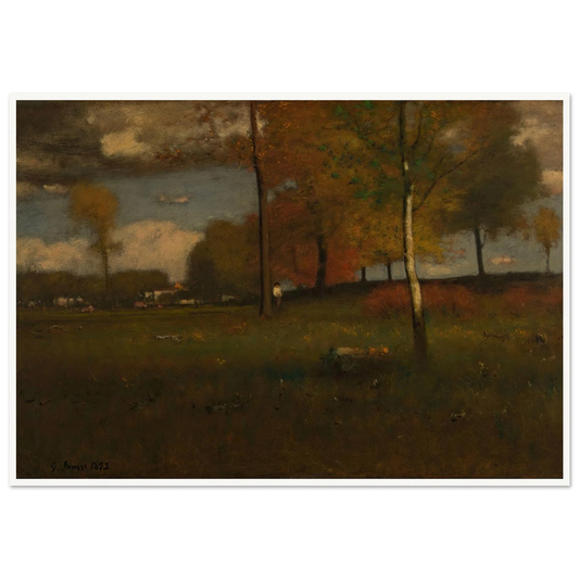 Near the Village, October (1892) Art Print | George Inness - Framed Poster - 30x40 cm / 12x16″ - Black frame