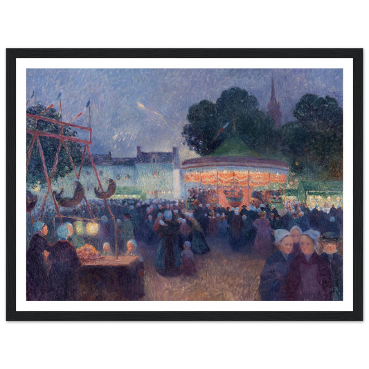 Night Fair at Saint-Pol-de-Léon,1894-98 Art Print | Ferdinand du Puigaudeau - Framed Poster - 30x40 cm / 12x16″ - Black frame