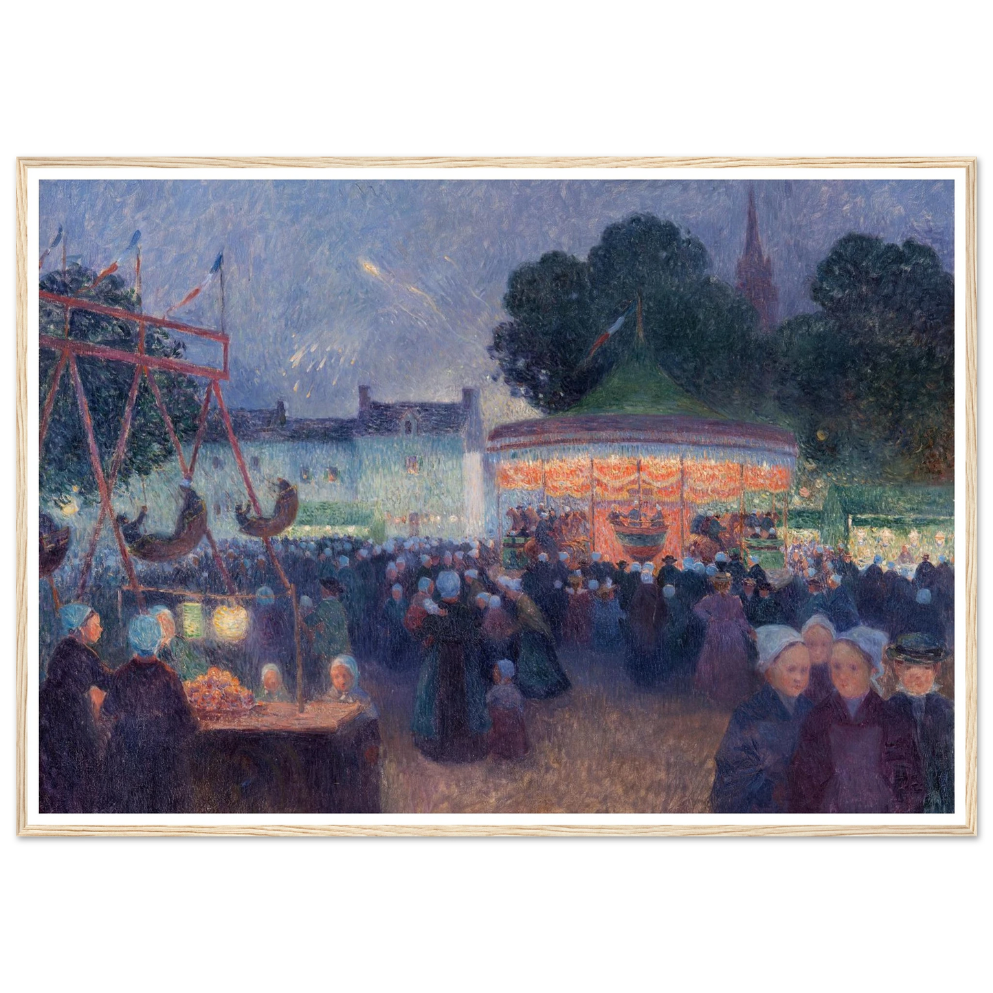 Night Fair at Saint-Pol-de-Léon,1894-98 Art Print | Ferdinand du Puigaudeau - Framed Poster - 30x40 cm / 12x16″ - Black frame