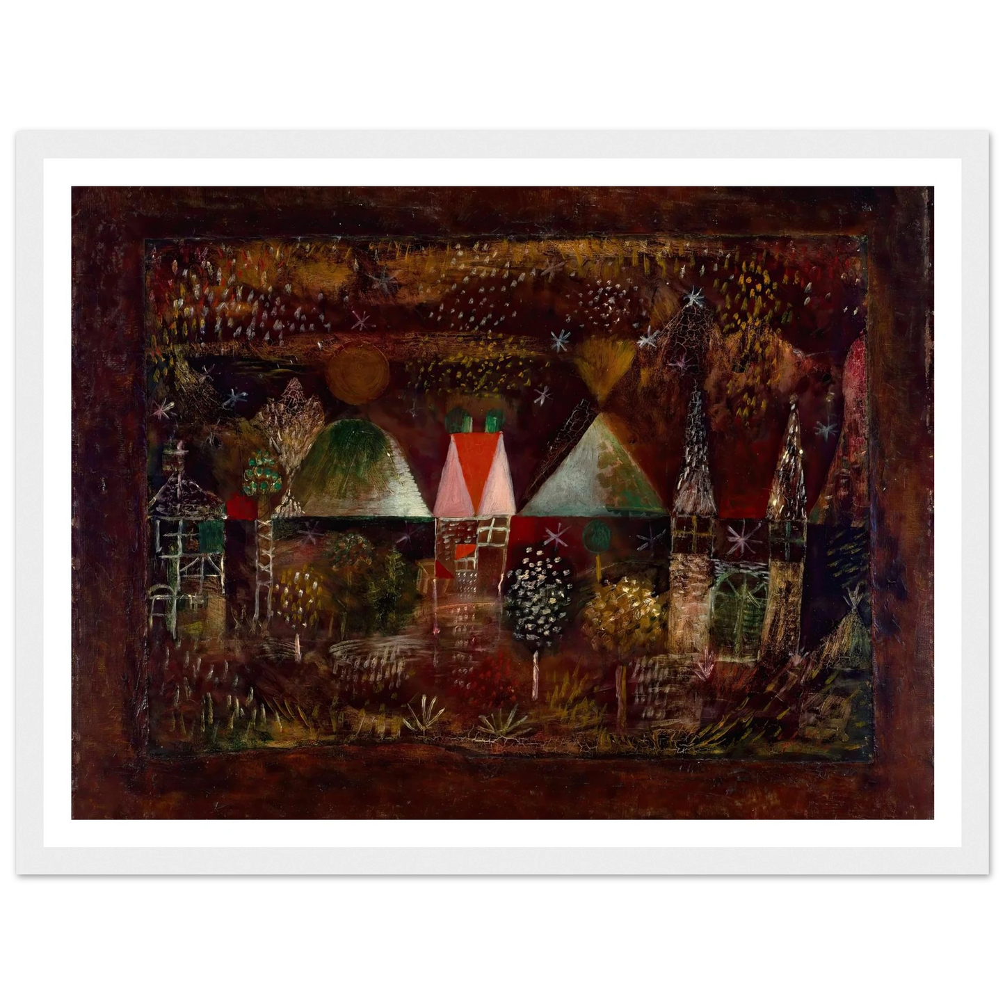 Night Feast (1921) Art Print | Paul Klee - Framed Poster - 30x40 cm / 12x16″ - Black frame