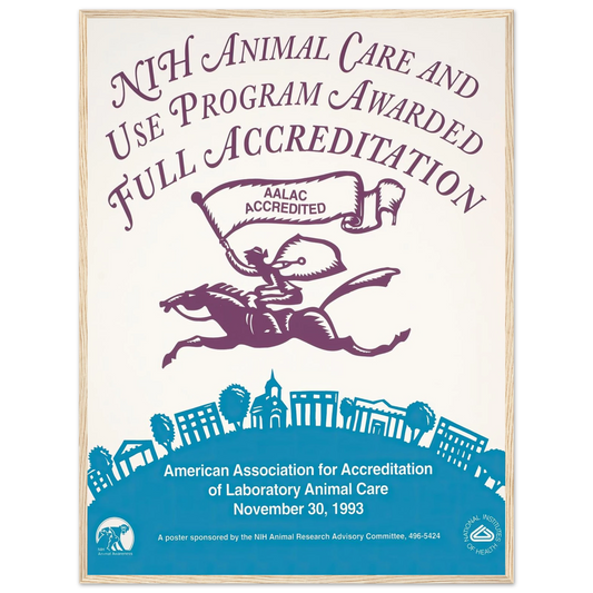NIH Animal Care and Use Program awarded full accreditation (1993) Art Print | National Institutes of Health - Framed Poster - 30x40 cm / 12x16″ - Black frame