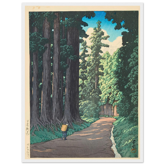 Nikko gaido (The Road to Nikko) (1930) Art Print | Kawase Hasui - Framed Poster - 30x40 cm / 12x16″ - Black frame