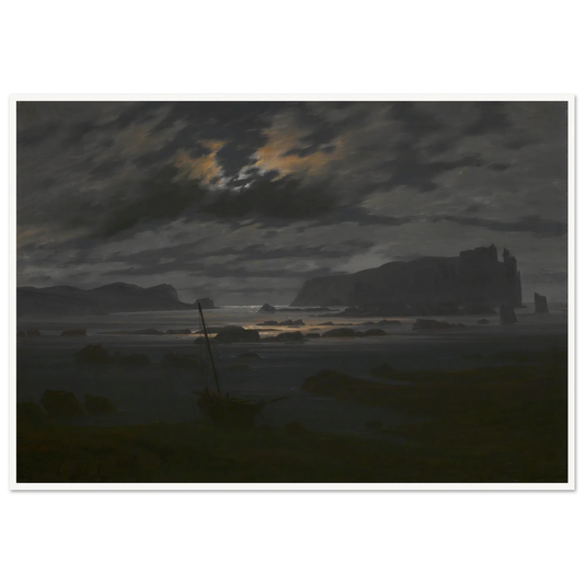 Northern Sea in the Moonlight Art Print | Caspar David Friedrich - Framed Poster - 30x40 cm / 12x16″ - Black frame