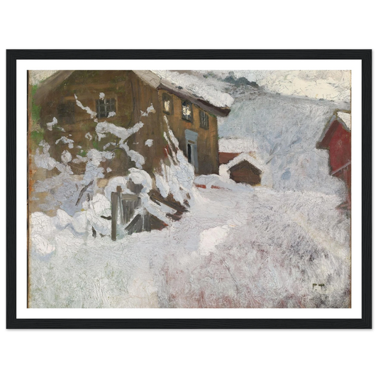 Norwegian Winter (1896) Art Print | Frits Thaulow - Framed Poster - 30x40 cm / 12x16″ - Black frame