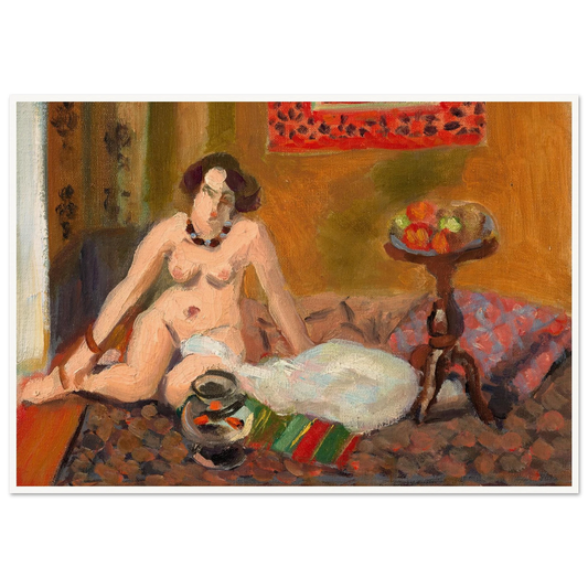 Nu accroupi près d’un aquarium (Nu aux poissons rouges) (1921-1922) Art Print | Henri Matisse - Framed Poster - 30x40 cm / 12x16″ - Black frame