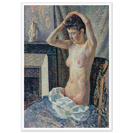 Nu se coiffant (1889) Art Print | Maximilien Luce - Framed Poster - 30x40 cm / 12x16″ - Black frame
