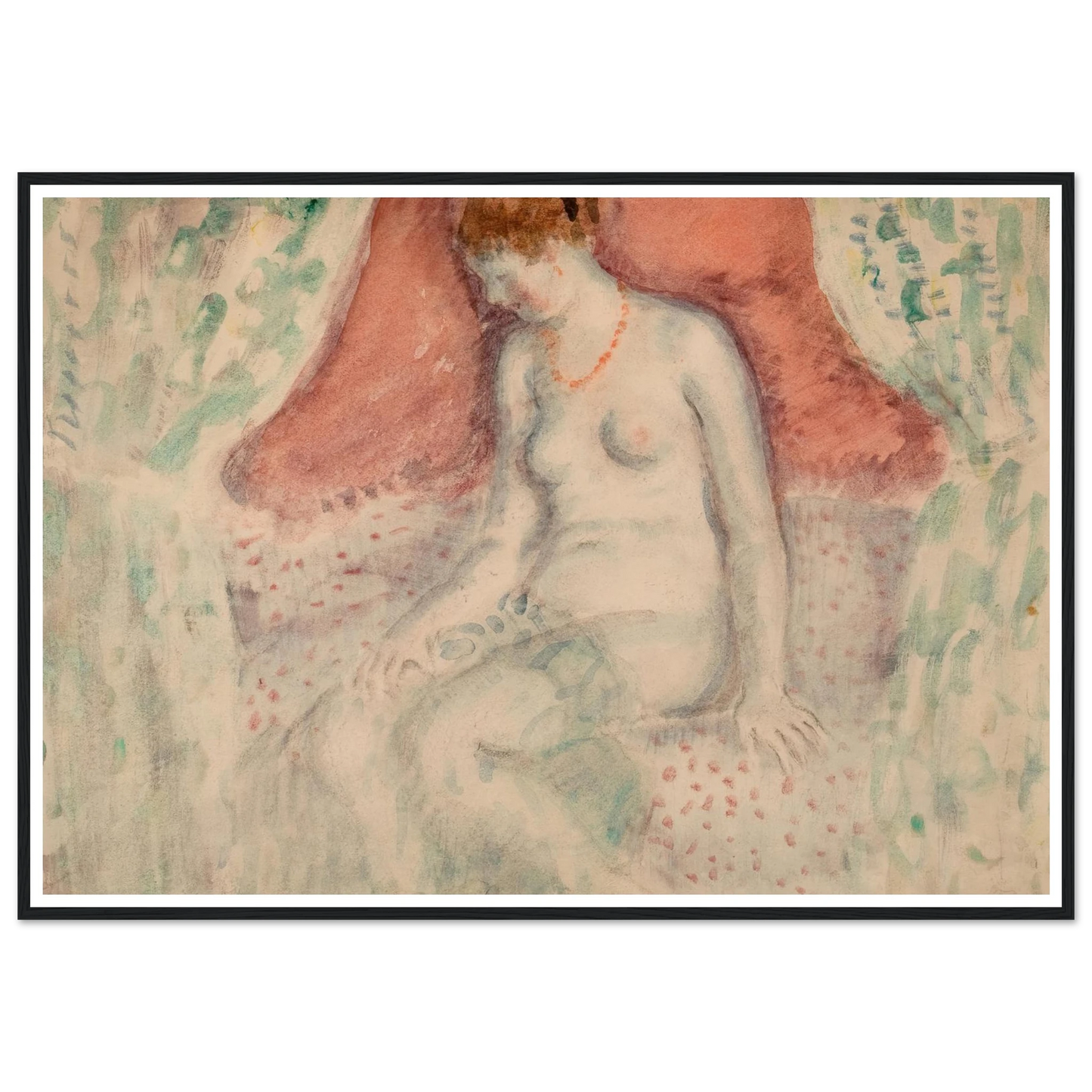 Nude (1920) Art Print | Frederick Carl Frieseke - Framed Poster - 30x40 cm / 12x16″ - Black frame