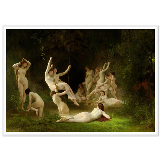 Nymphaeum (1878) Art Print | William Bouguereau - Framed Poster - 70x100 cm / 28x40″ - Black frame